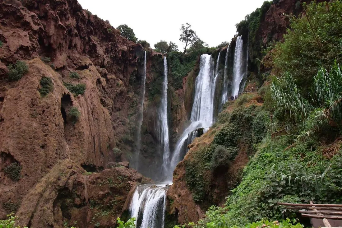 The Ouzoud waterfalls tumbling through the mountains