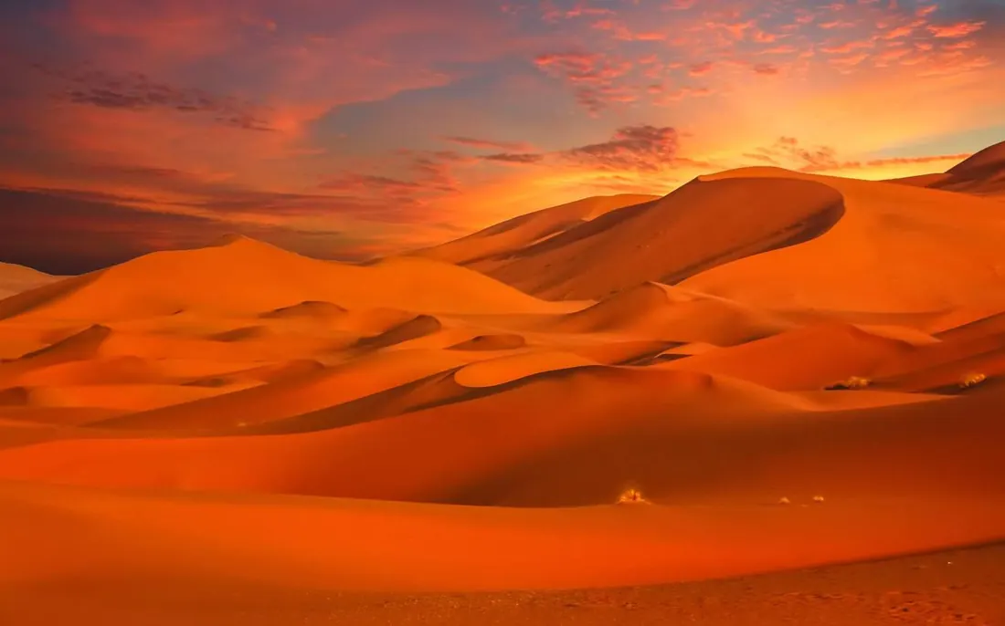 Golden dunes of the Sahara near Merzouga